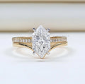 Dutch Marquise Diamond Curved Engagement Ring Set
