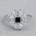 Princess Cut Lab Diamond  Halo Dutch Marquise Ring
