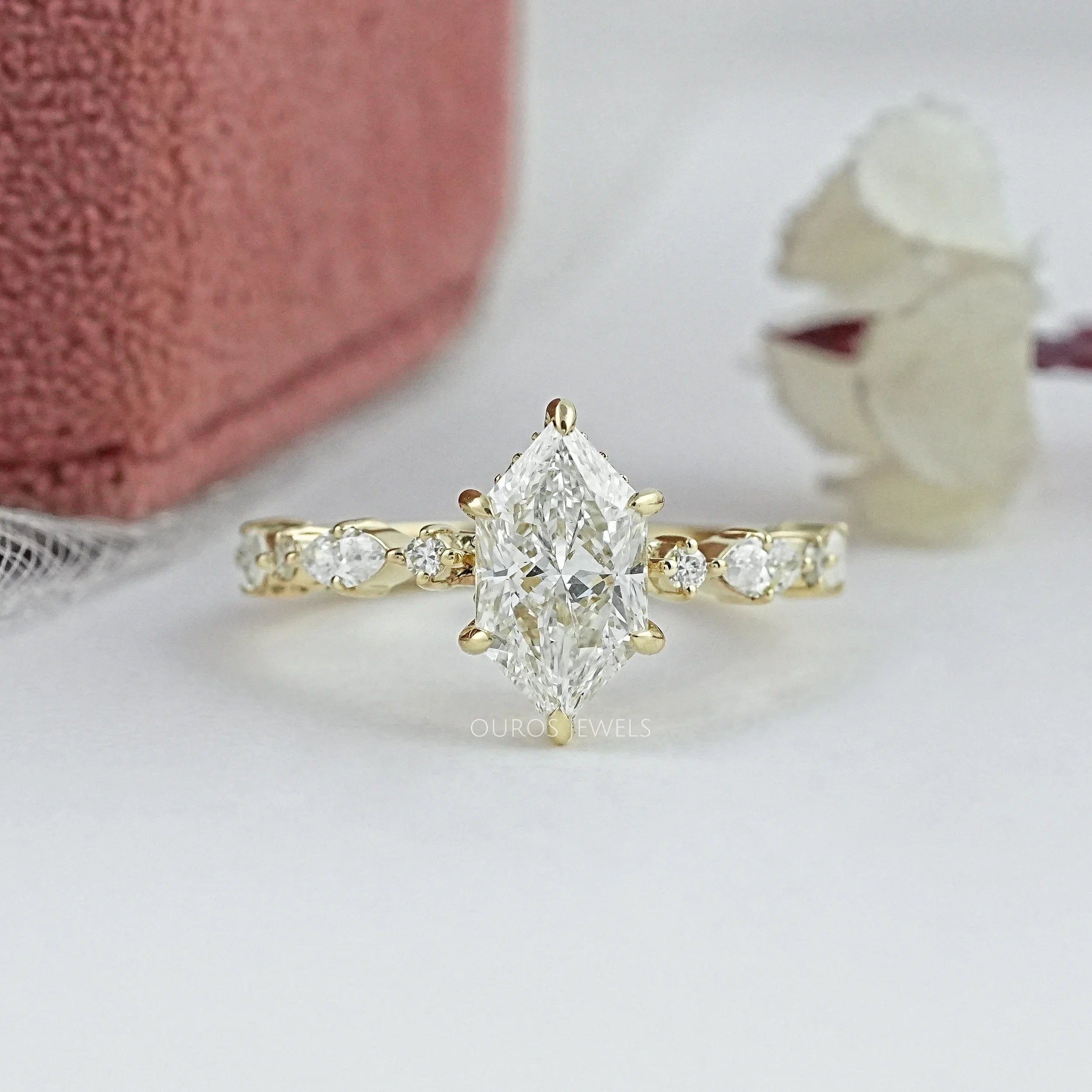 Dutch Marquise Cut And Accent Diamond  Engagement  Ring