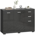 Modern Sideboard with 2 Drawers, 3 Doors & Adjustable Shelves, High Gloss Black