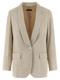 Peserico Lamé-Thread Blend Blazer — Beige