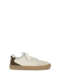 Brunello Cucinelli Suede Color-Block Sneaker — Beige