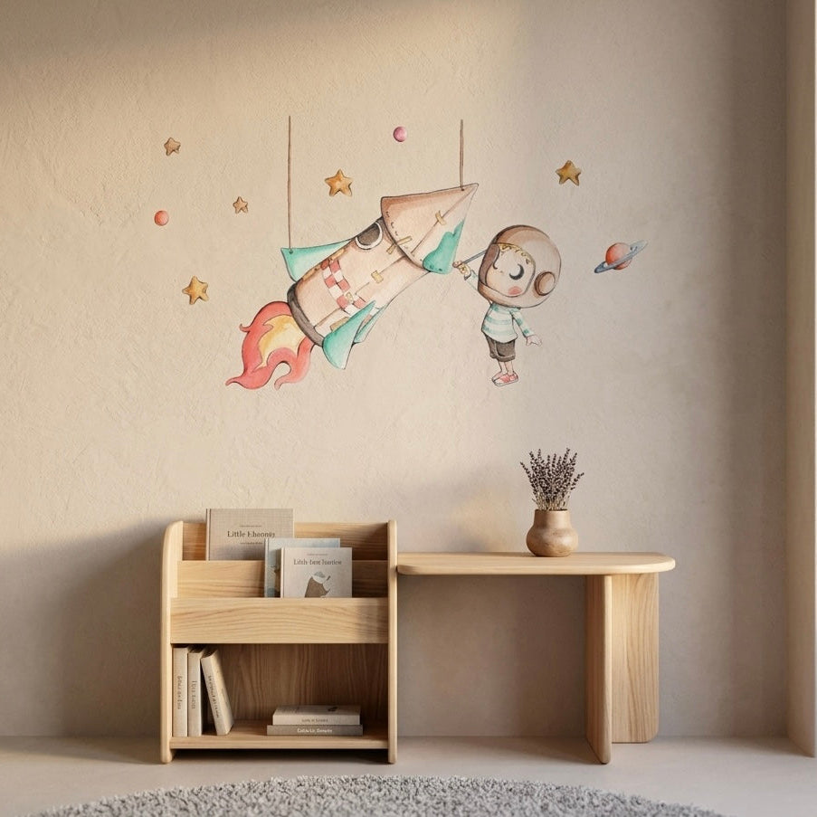 Vinilo Infantil COHETE DE PAPEL - Vinilo Infantil Cohete para Sueños de Cigüeña