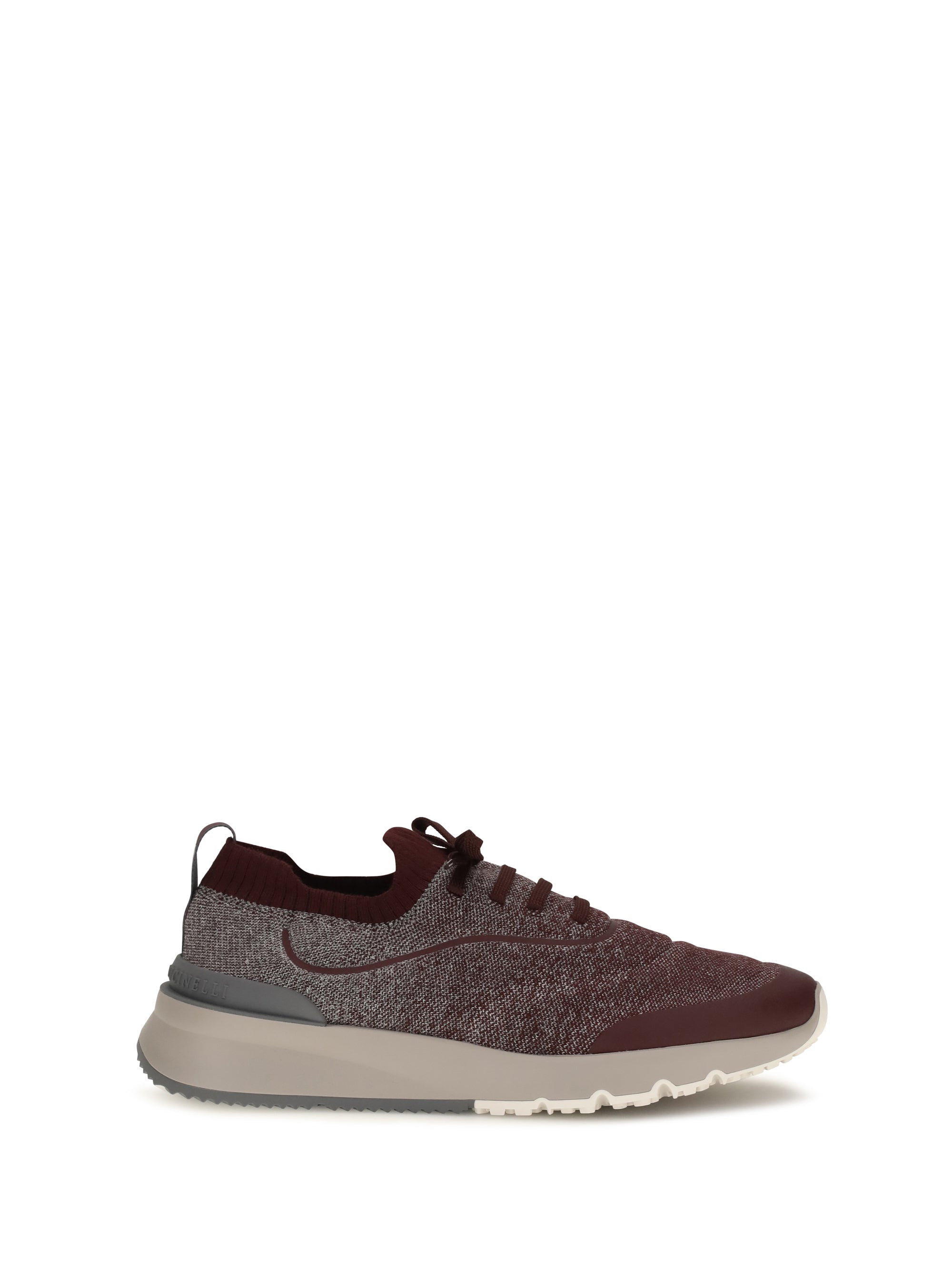 Brunello Cucinelli Techno Cotton Knit Sneaker — Burgundy