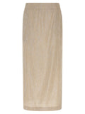 Peserico Lamé Thread Blend Midi Skirt — Beige