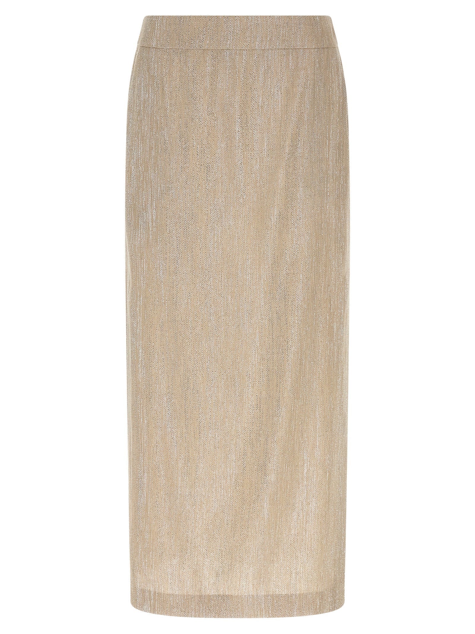 Peserico Lamé Thread Blend Midi Skirt — Beige