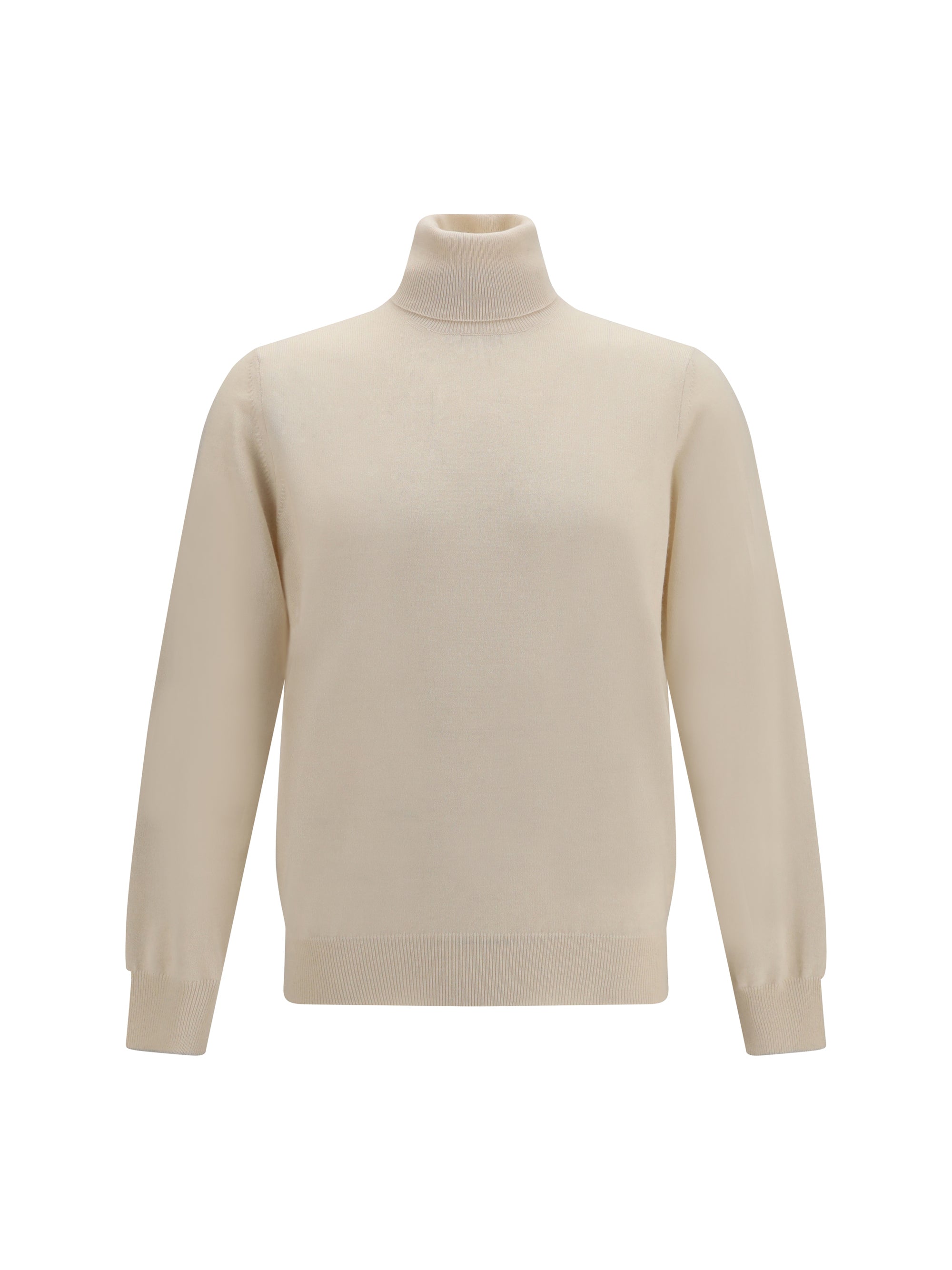 Jersey de cuello alto de cachemira Brunello Cucinelli — Beige