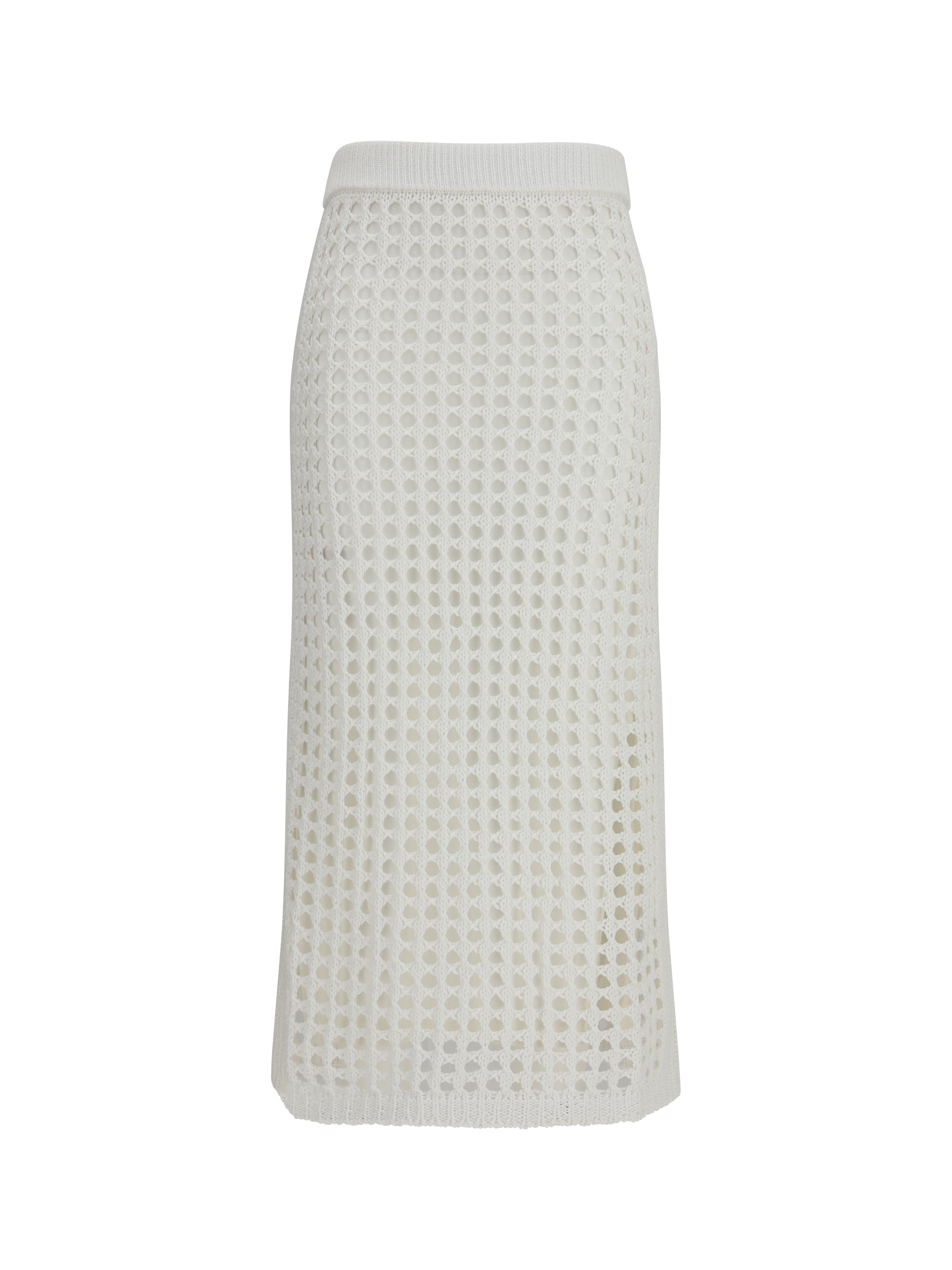 Max Mara Pure Cotton Mesh Skirt — White