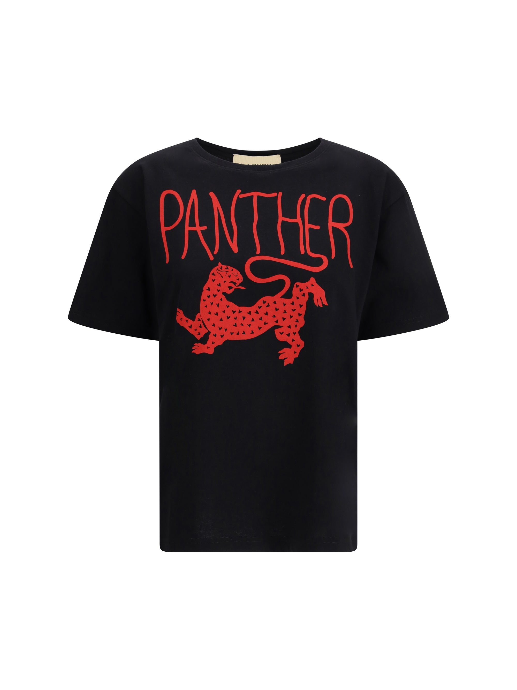 Valentino Panther-Graphic Cotton T-Shirt — Black