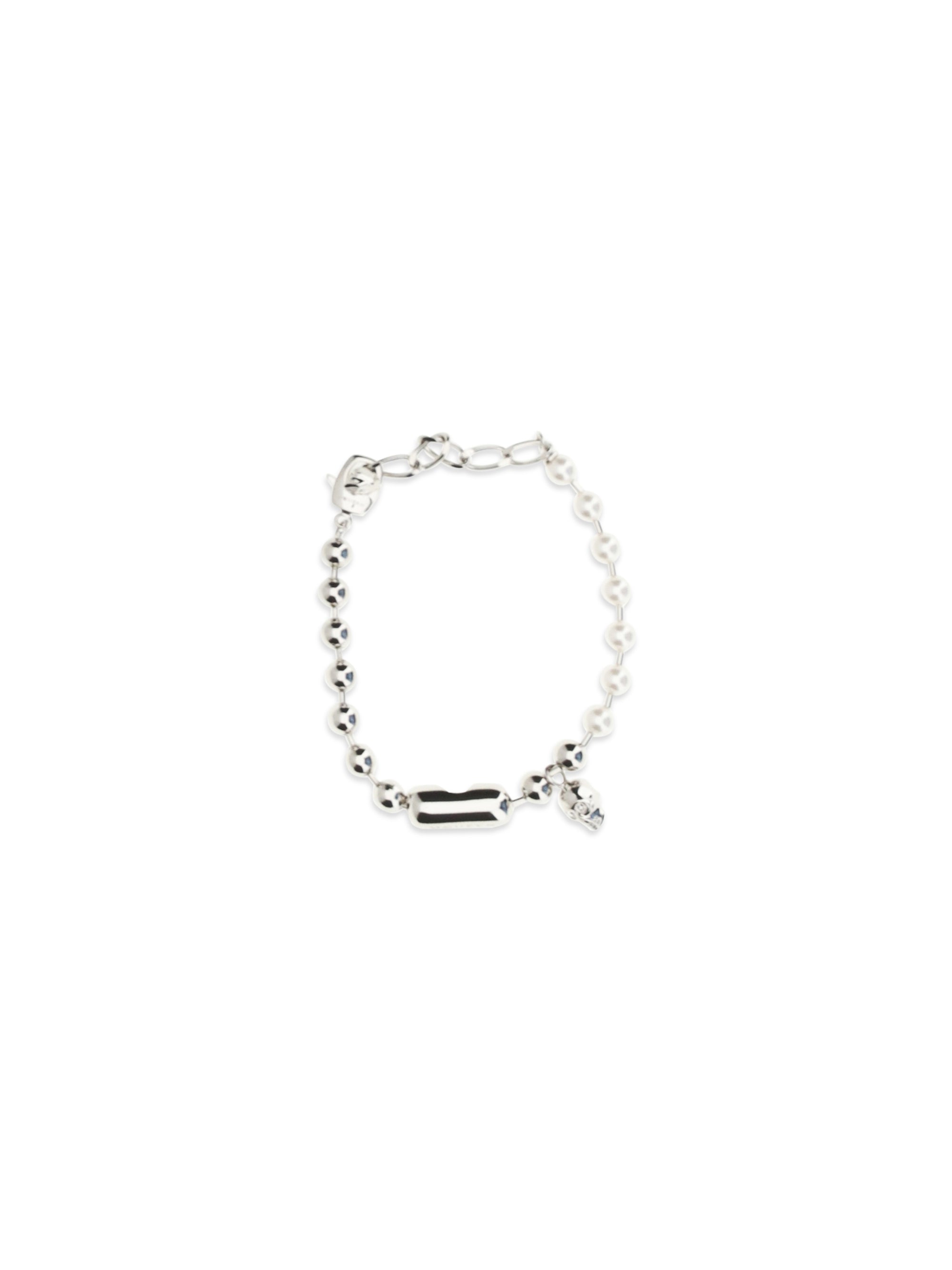 Alexander McQueen Pearl Skull Charm Bracelet — Silver