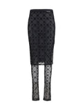 Marine Serre Moonogram Mesh Flock Skirt — Black