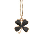 CC Gold Plated and Enamel Strass Faux Pearl Clover Pendant Necklace