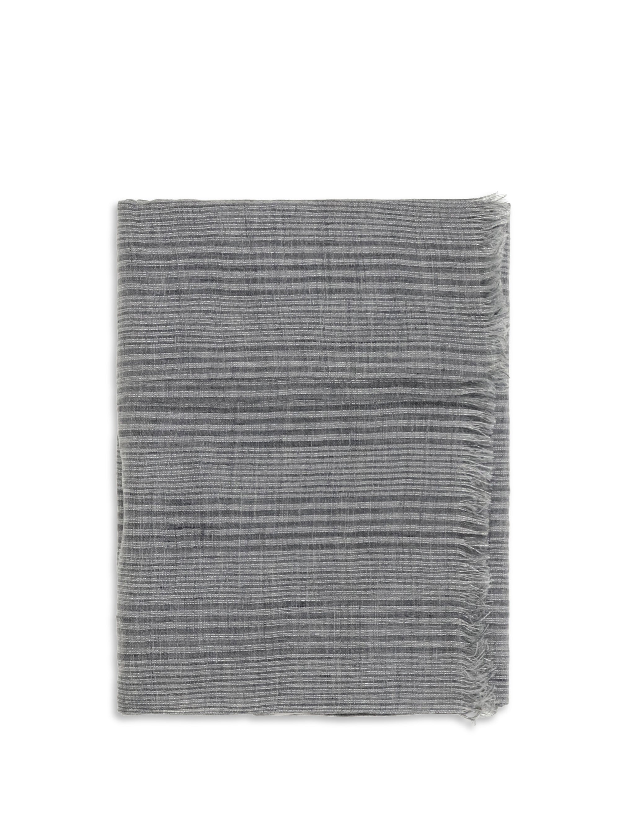 Brunello Cucinelli Linen with Lurex Details Scarf — Gray