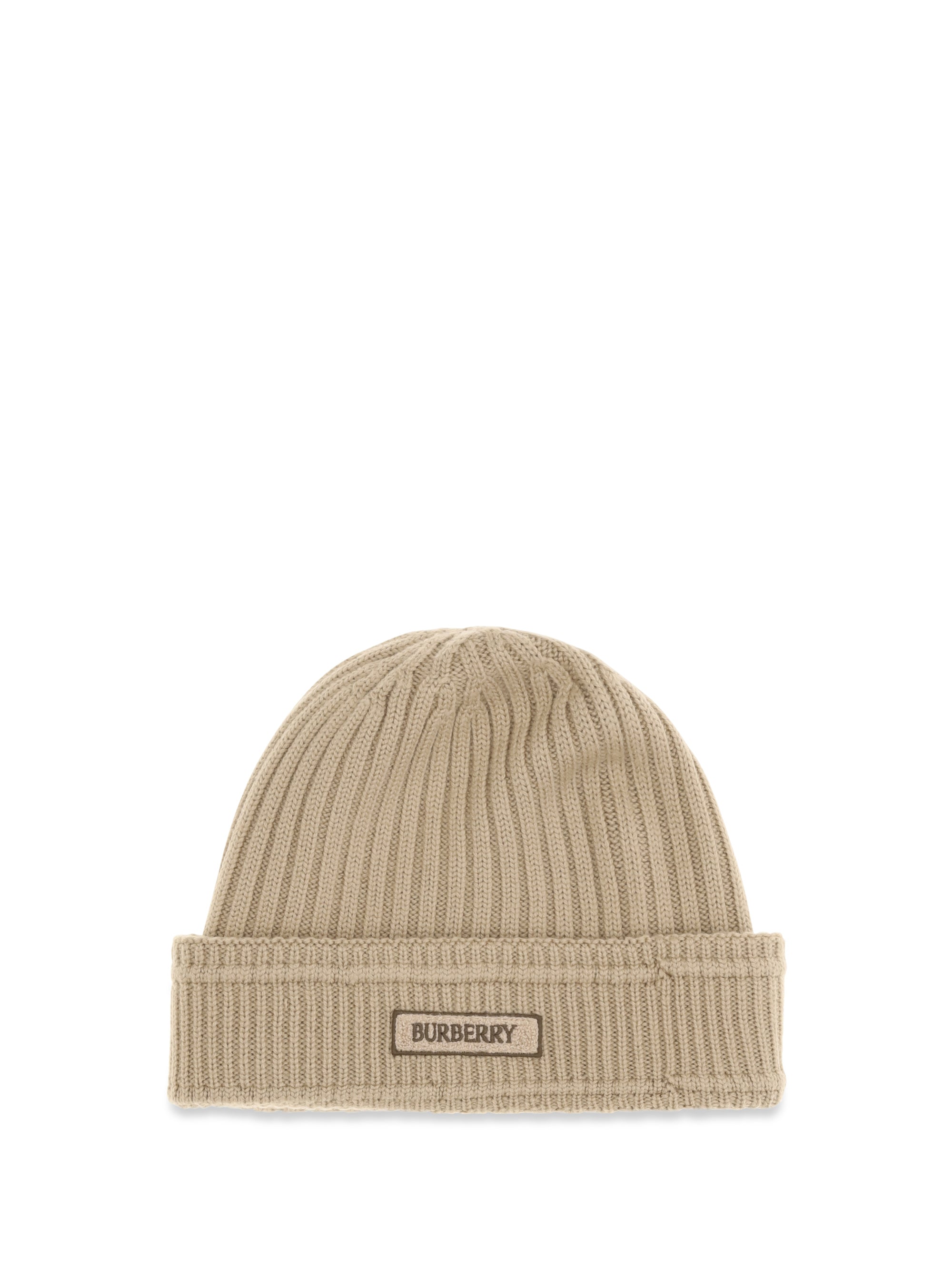 Burberry 8103341 Ribbed Merino Wool Beanie — Beige