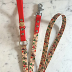 Handmade Dog Leash - Christmas Dachshunds - Red