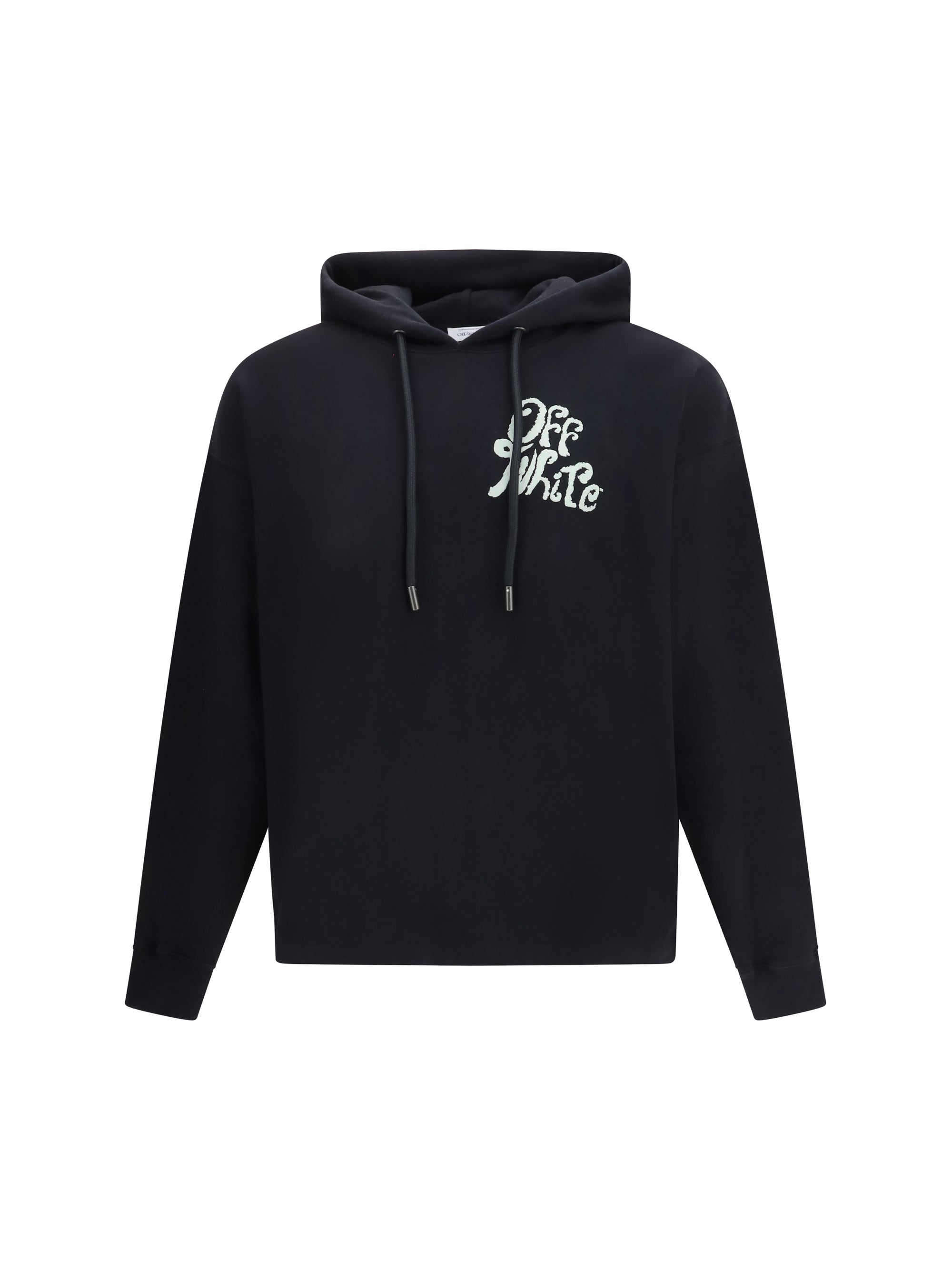 Sudadera con capucha de algodón con logo bordado Off-White - Negra