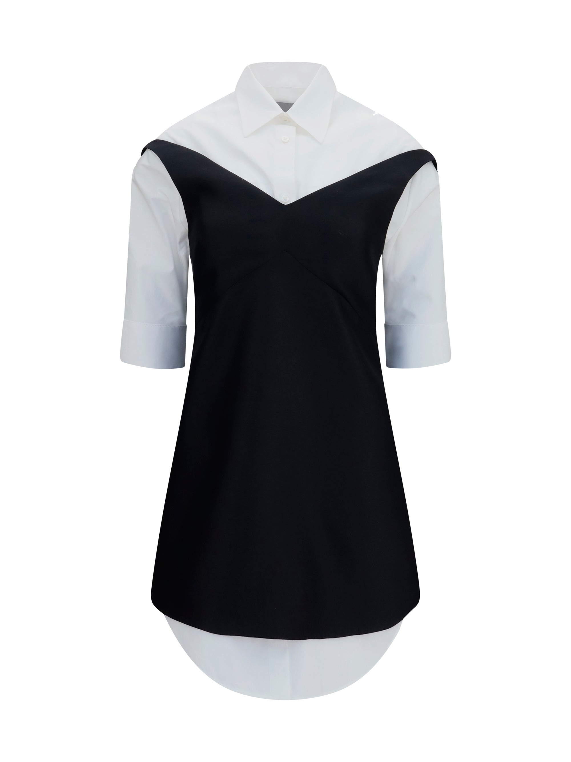 Balenciaga Hybrid Wool-Silk Shirt Dress — Black
