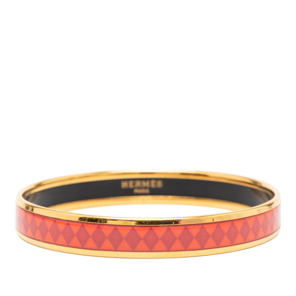 Narrow Diamond Motif Enamel Bangle 62