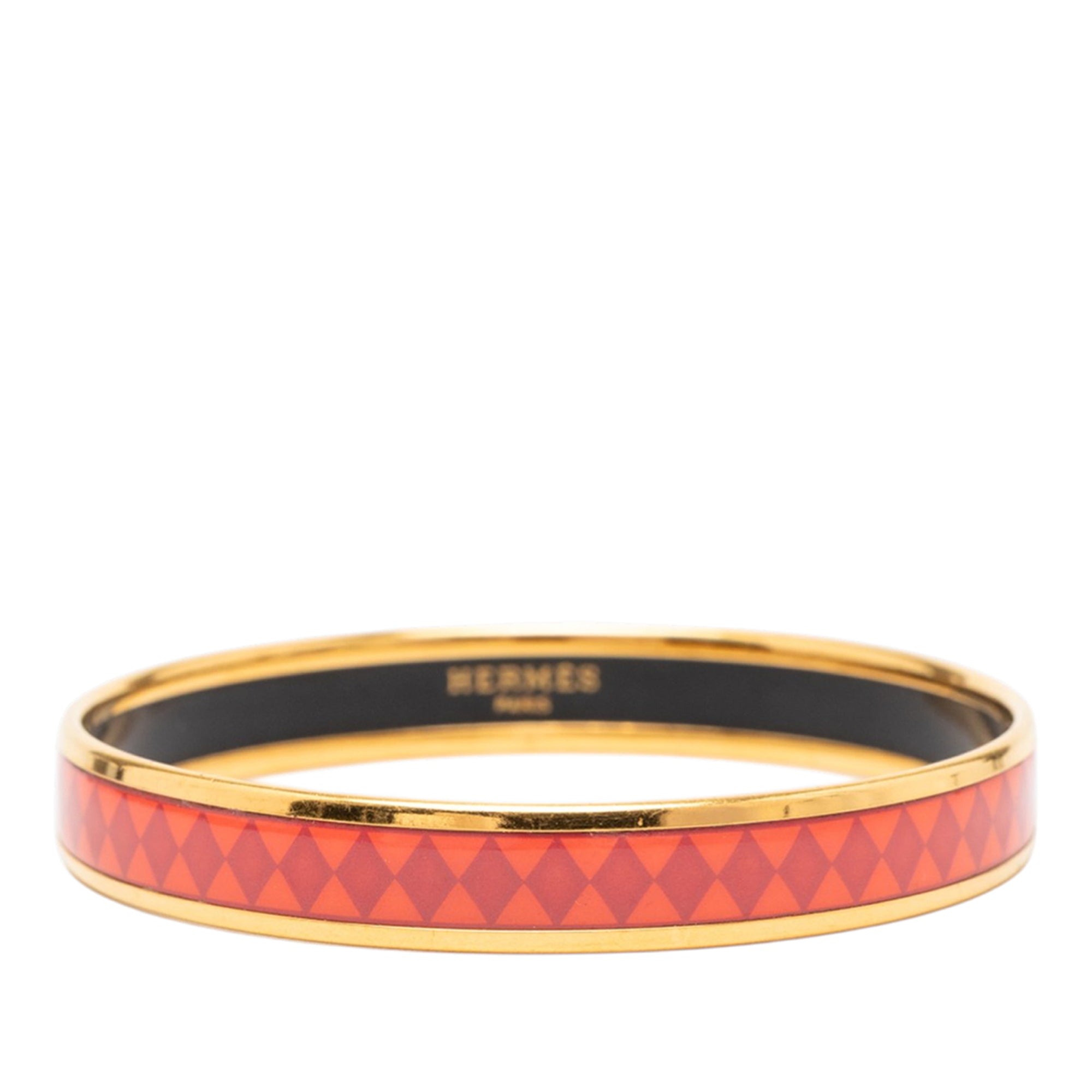 Narrow Diamond Motif Enamel Bangle 62