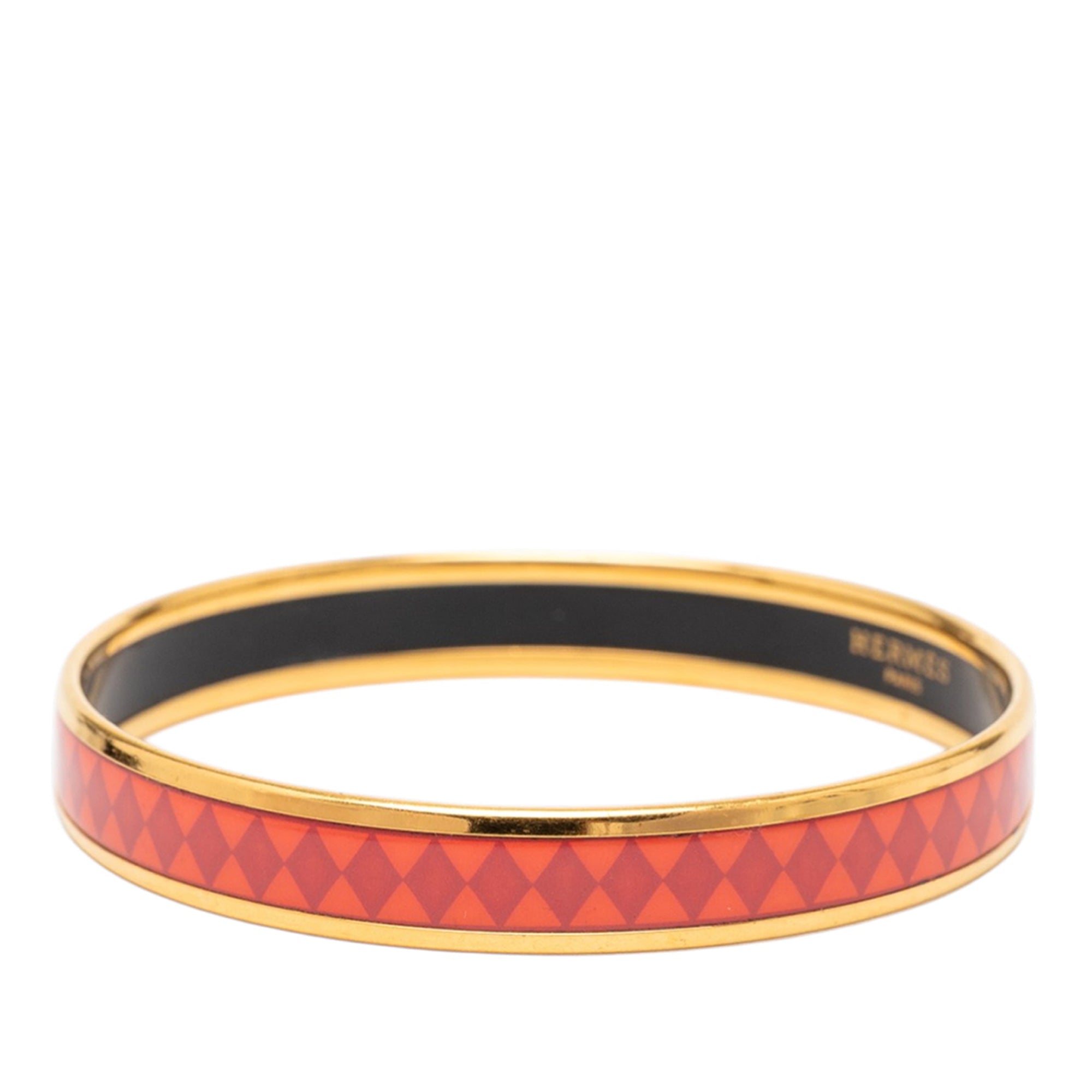 Narrow Diamond Motif Enamel Bangle 62