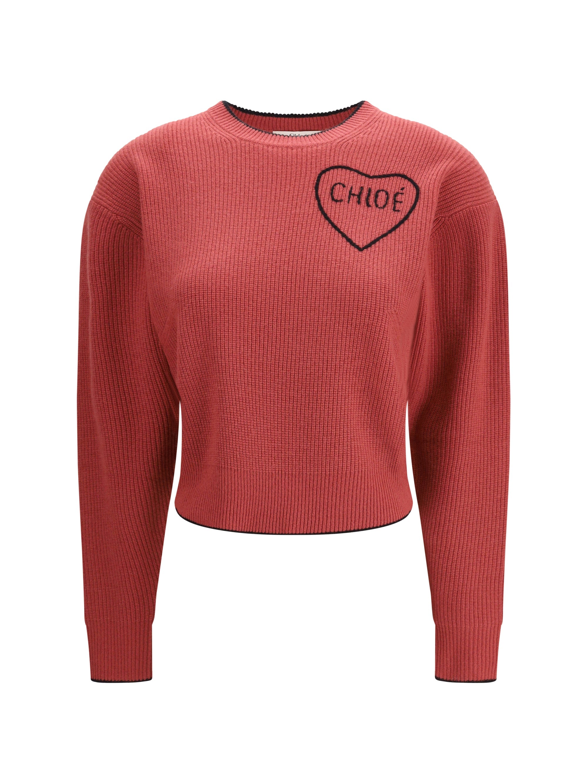Chloé Embroidered Logo Heart Sweater — Pink