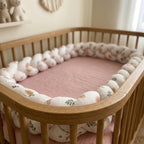 Braided Crib and Bed Bumper in Cotton Flowers | Handmade Bumper