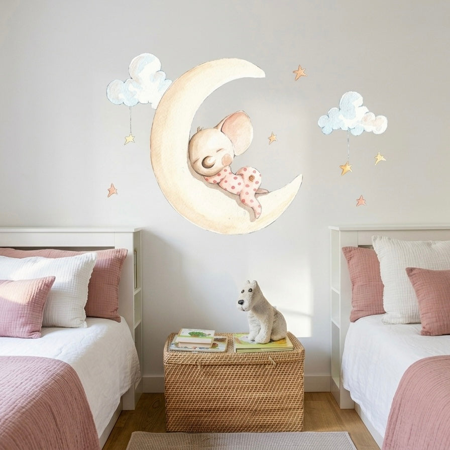 Vinilo Decorativo Infantil SUEÑOS EN LA LUNA - SUEÑOS DE CIGUEÑA