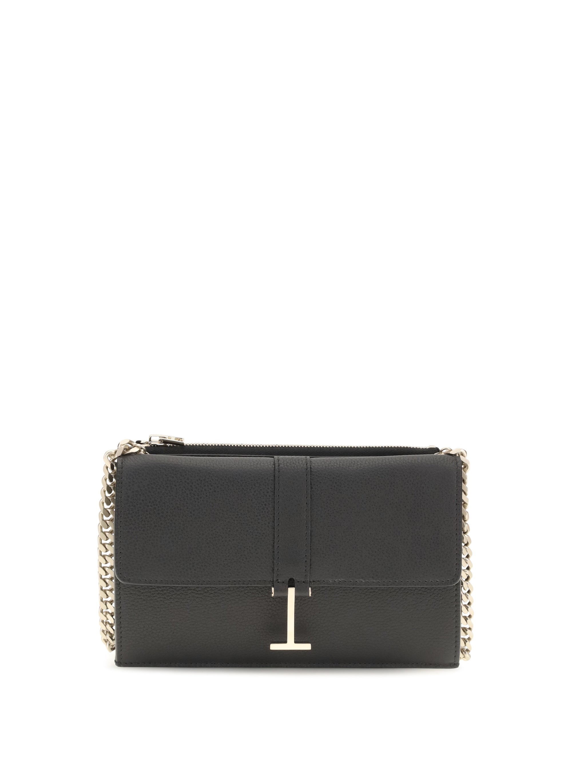 Tom Ford Chain Leather Shoulder Bag — Black