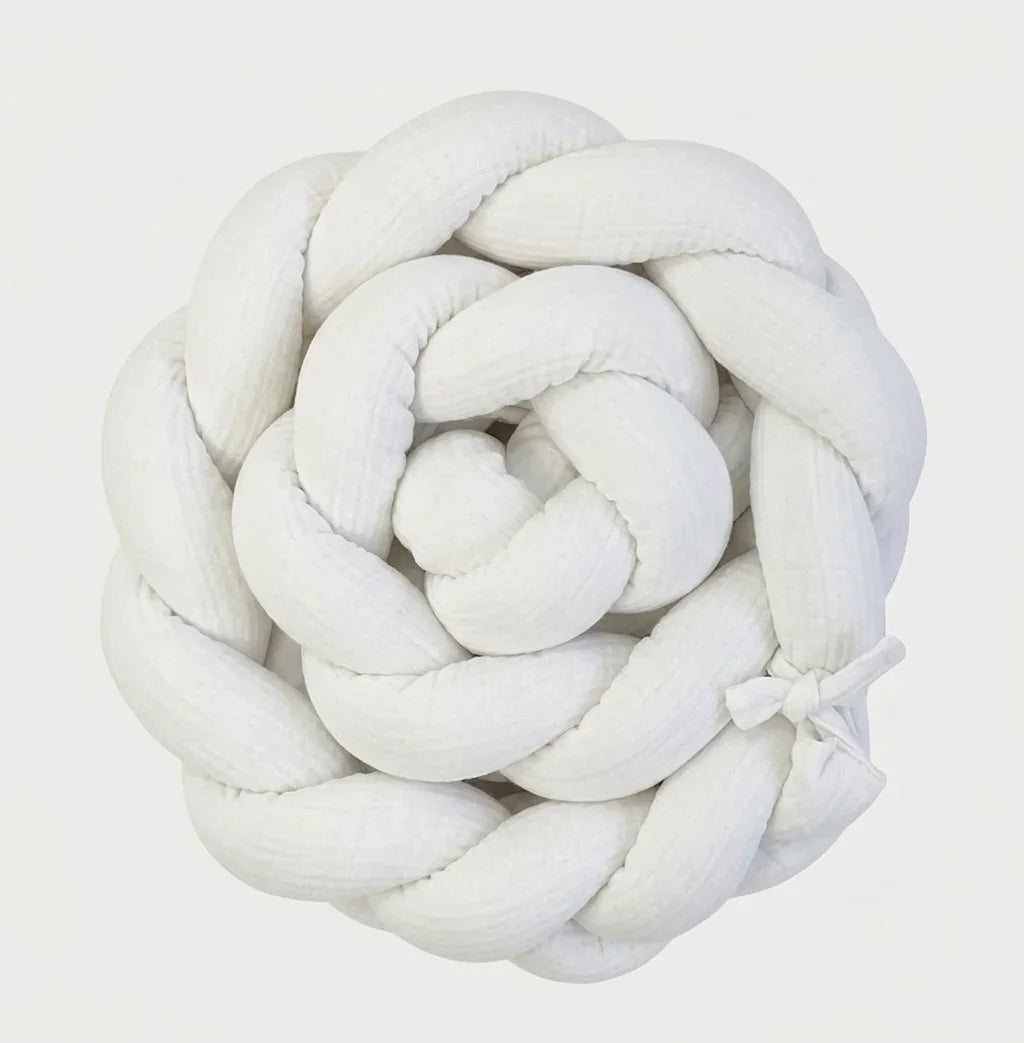 Trenza protectora para cuna y cama artesanal MUSELINA BLANCA 200cm