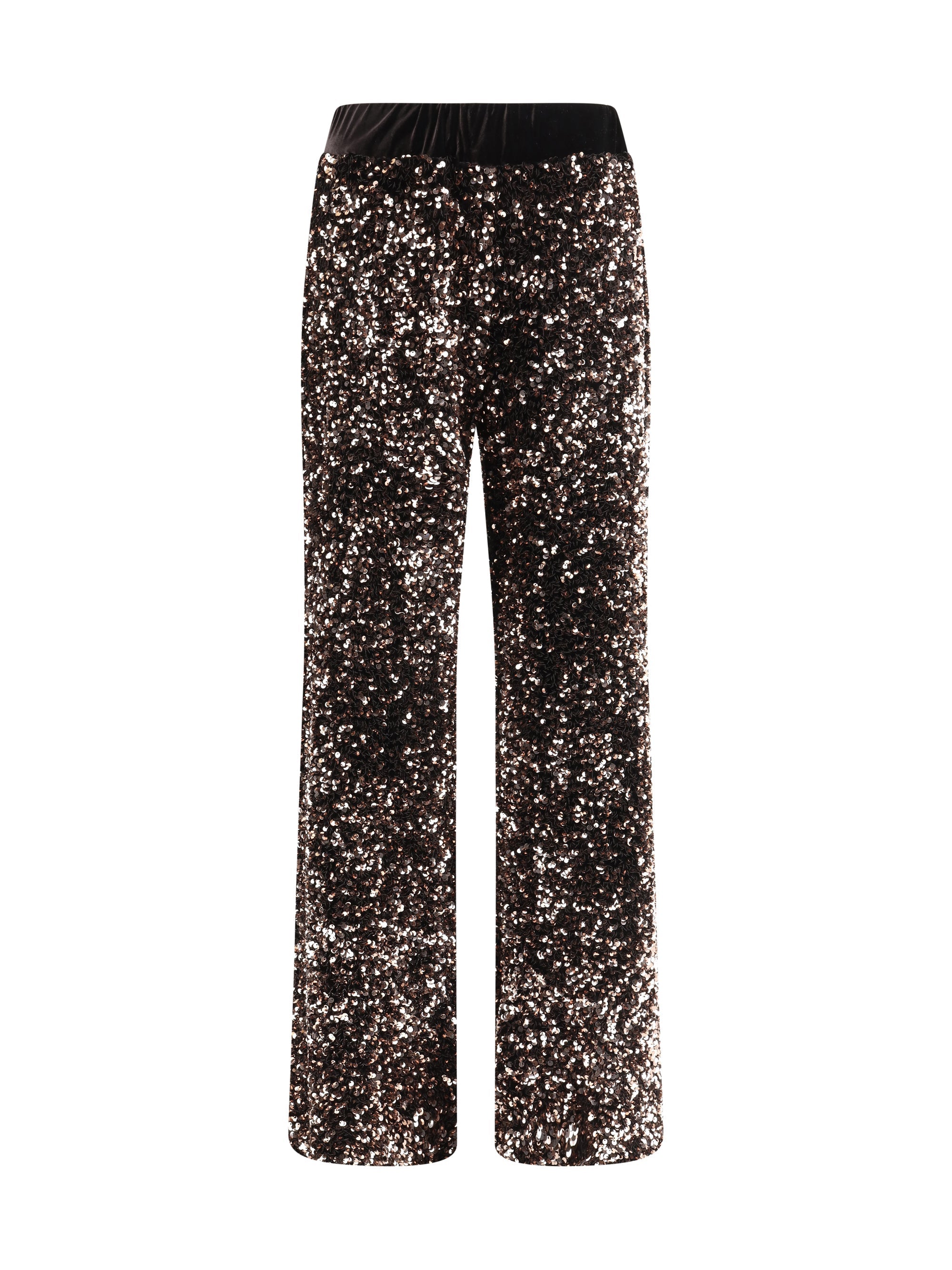 Ella Sequin Velvet Trousers — Bronze