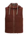 Brunello Cucinelli Hooded Down Vest — Brown