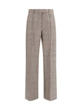Pantalones Burberry a cuadros de mezcla de lana y lino — Beige