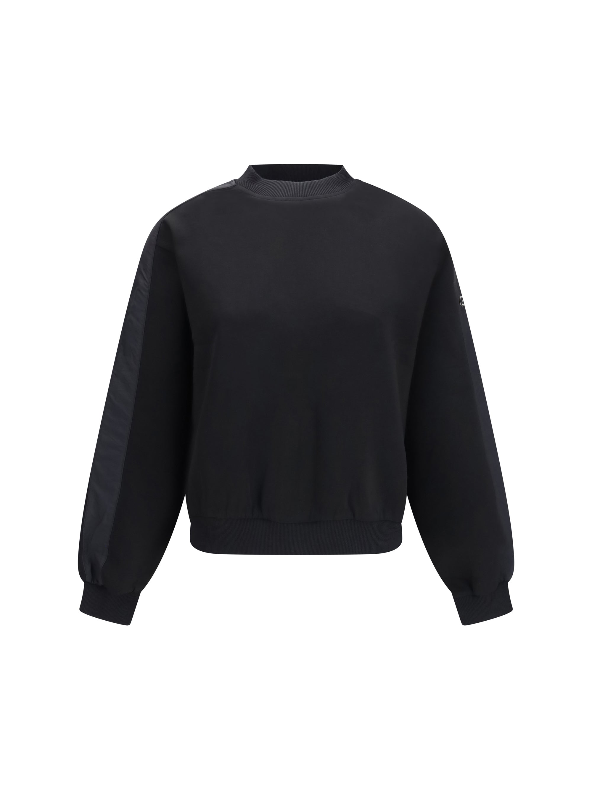 Moose Knuckles Mix Media Crewneck Sweatshirt — Black
