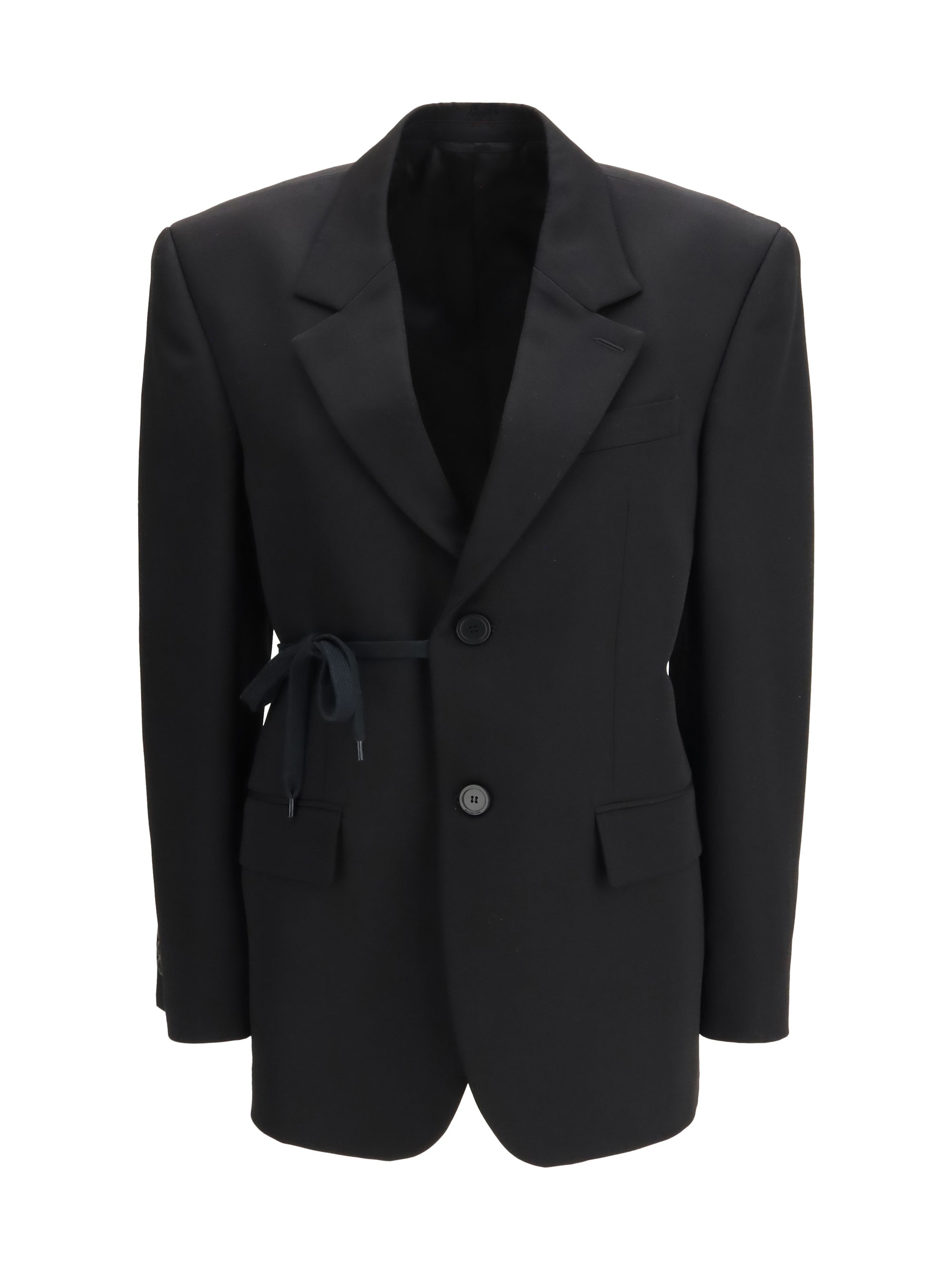 Balenciaga Barathea Wool Tailored Blazer — Black