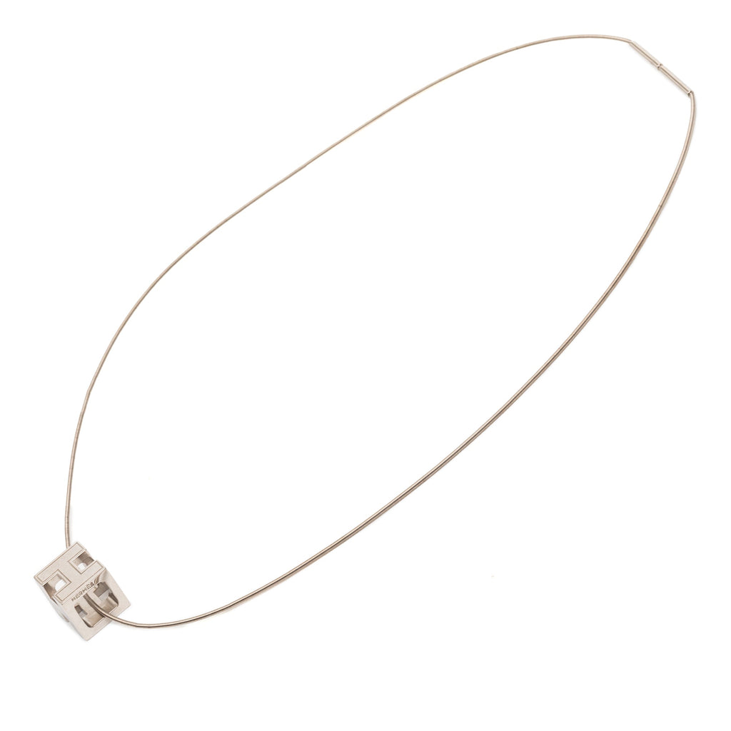 Palladium Plated Enamel Cage dH Cube Necklace