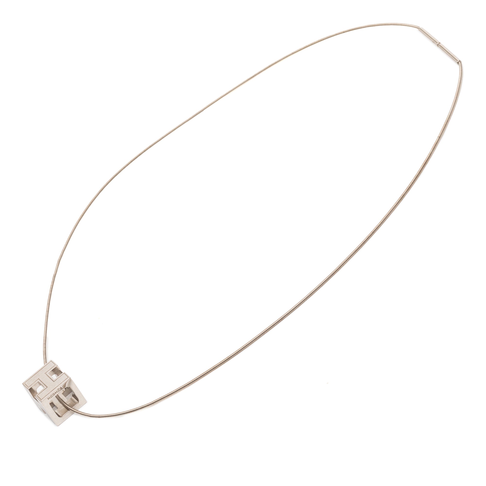 Palladium Plated Enamel Cage dH Cube Necklace