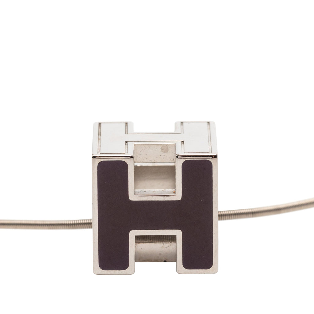 Palladium Plated Enamel Cage dH Cube Necklace