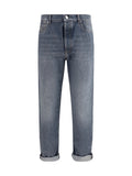 Brunello Cucinelli Straight-Leg Turn-Up Jeans — Gray
