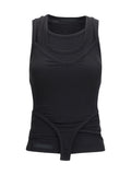 Alainpaul Layered Ribbed Tank Top — Black