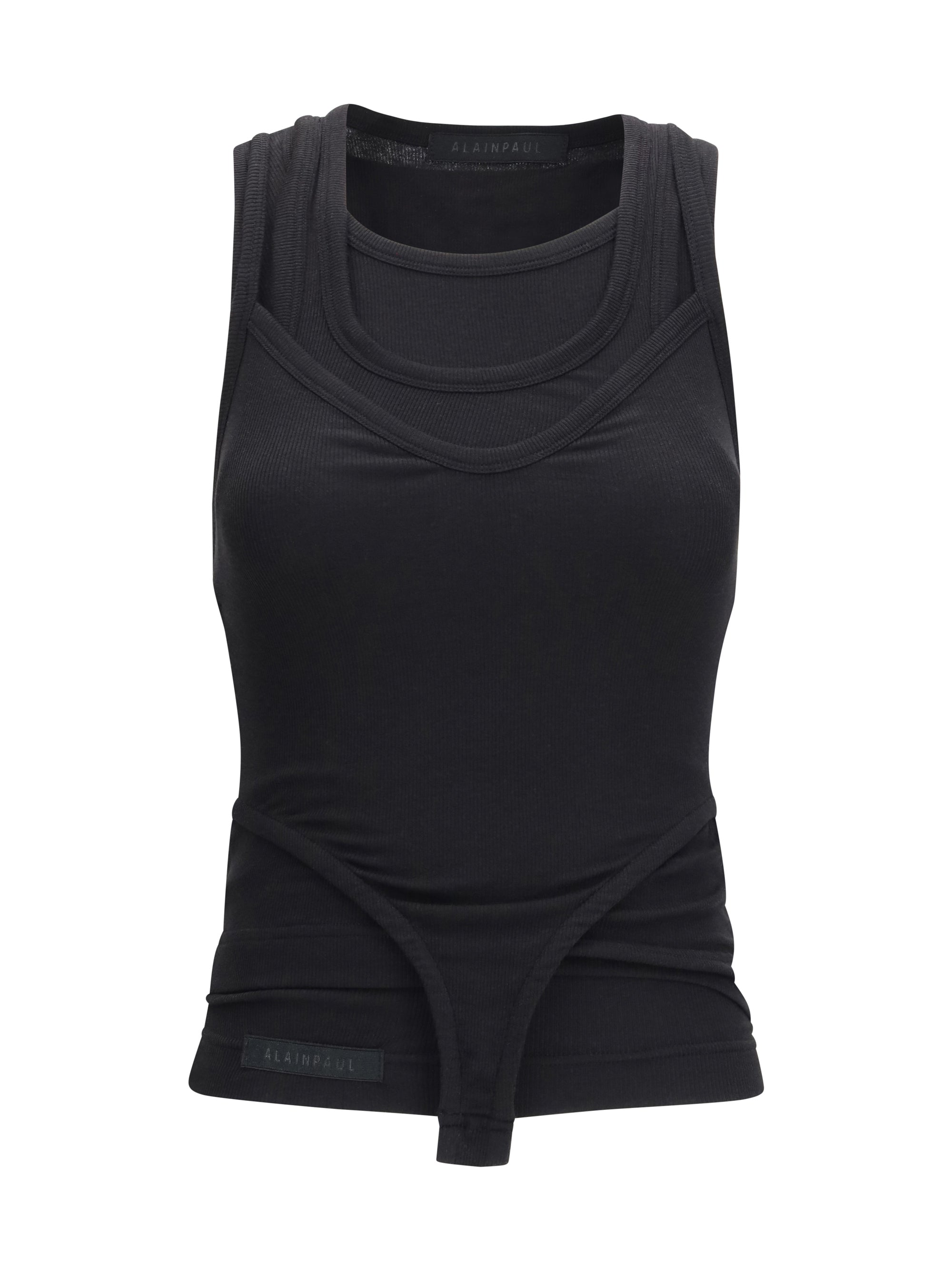 Alainpaul Layered Ribbed Tank Top — Black