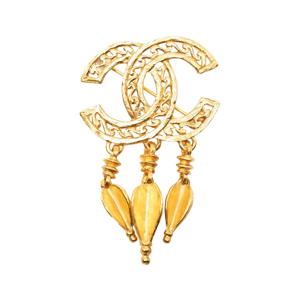 CC Gold Plated Filigree Pin Brooch