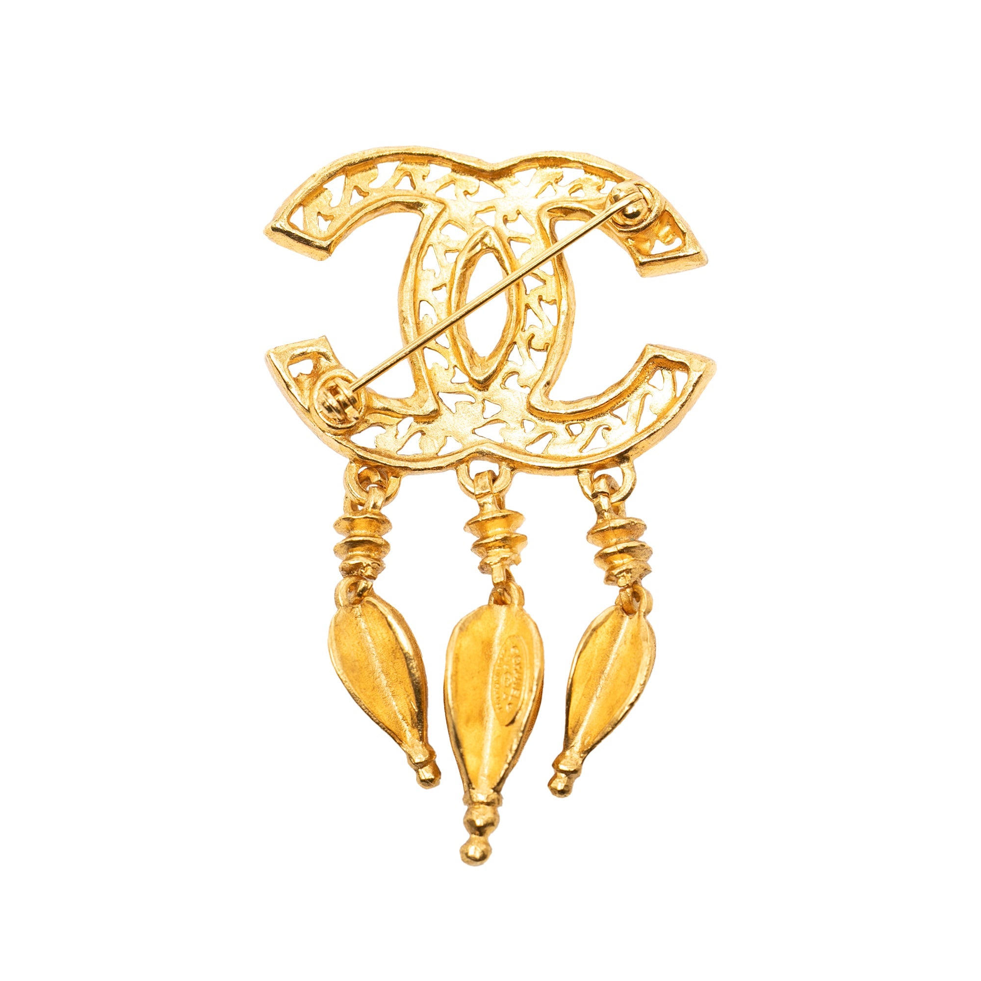 CC Gold Plated Filigree Pin Brooch