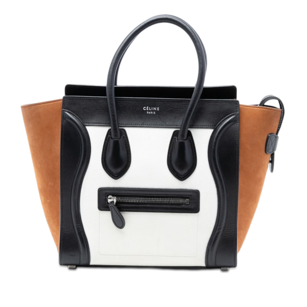 Micro Tricolor Nubuck and Calfskin Luggage Tote
