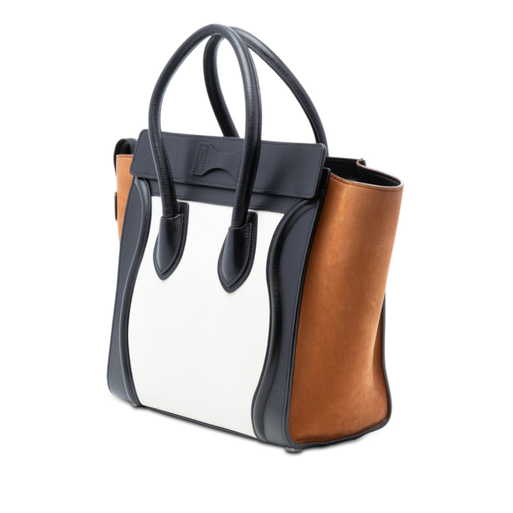Micro Tricolor Nubuck and Calfskin Luggage Tote