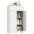 Bathroom Floor Cabinet, Freestanding with 2 Drawers and Adjustable Shelf, White