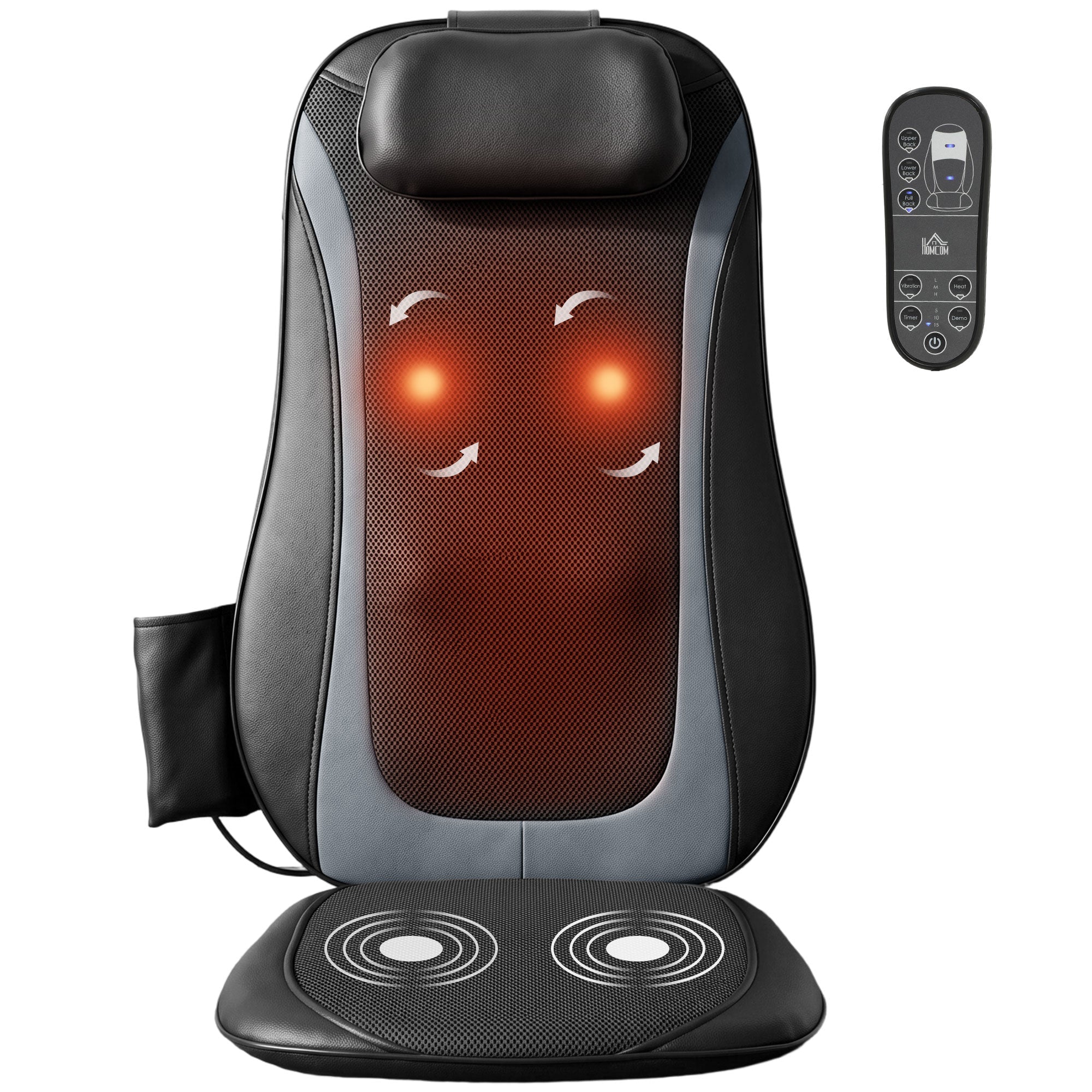 Heated Back Massager Chair with Deep Tissue Kneading & 3-Level Seat Vibration for Back Pain Relief