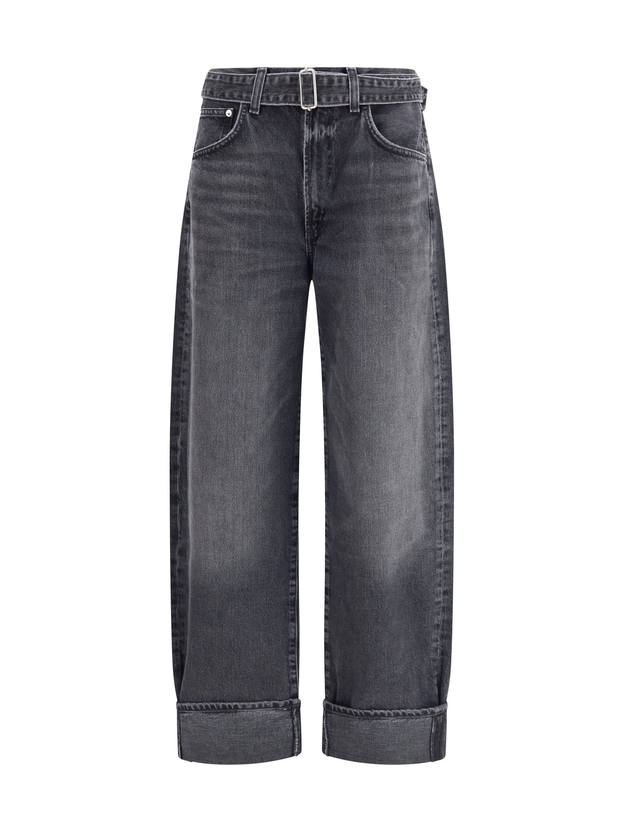 Agolde Cuffed Taper Jeans — Gray