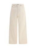 Valentino Wide-Leg Cotton Jeans — Beige