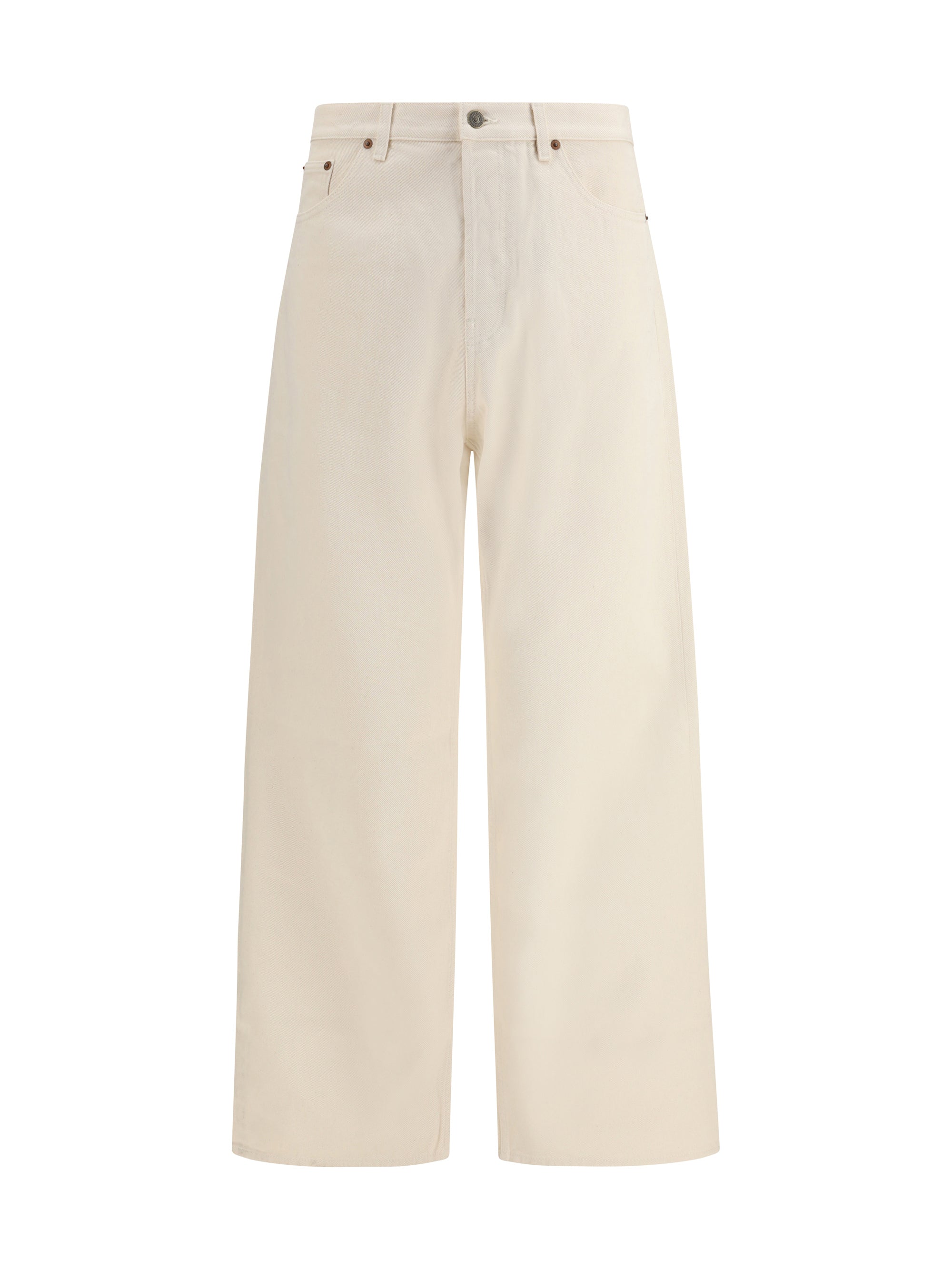 Valentino Wide-Leg Cotton Jeans — Beige