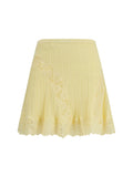 Self-Portrait Pointelle Knit with Lace Skirt — Yellow